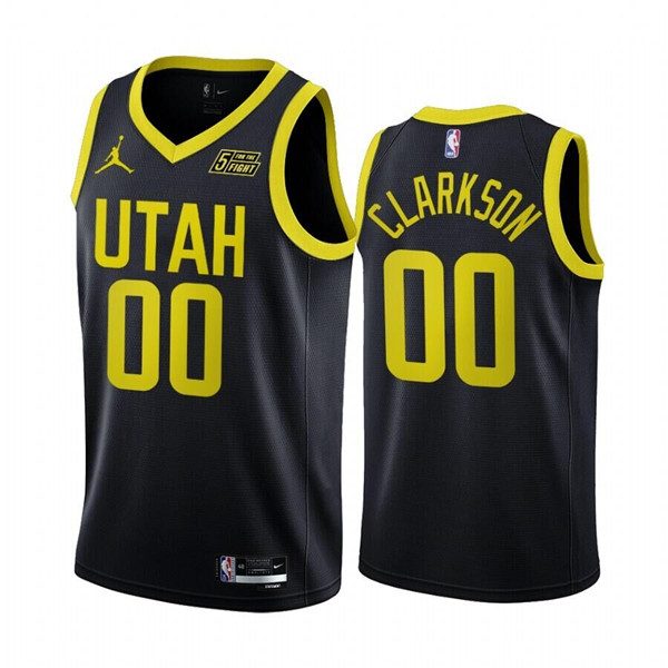 Men's Utah Jazz #00 Jordan Clarkson 2022/23 Black Statement Edition Stitched Basketball Jersey